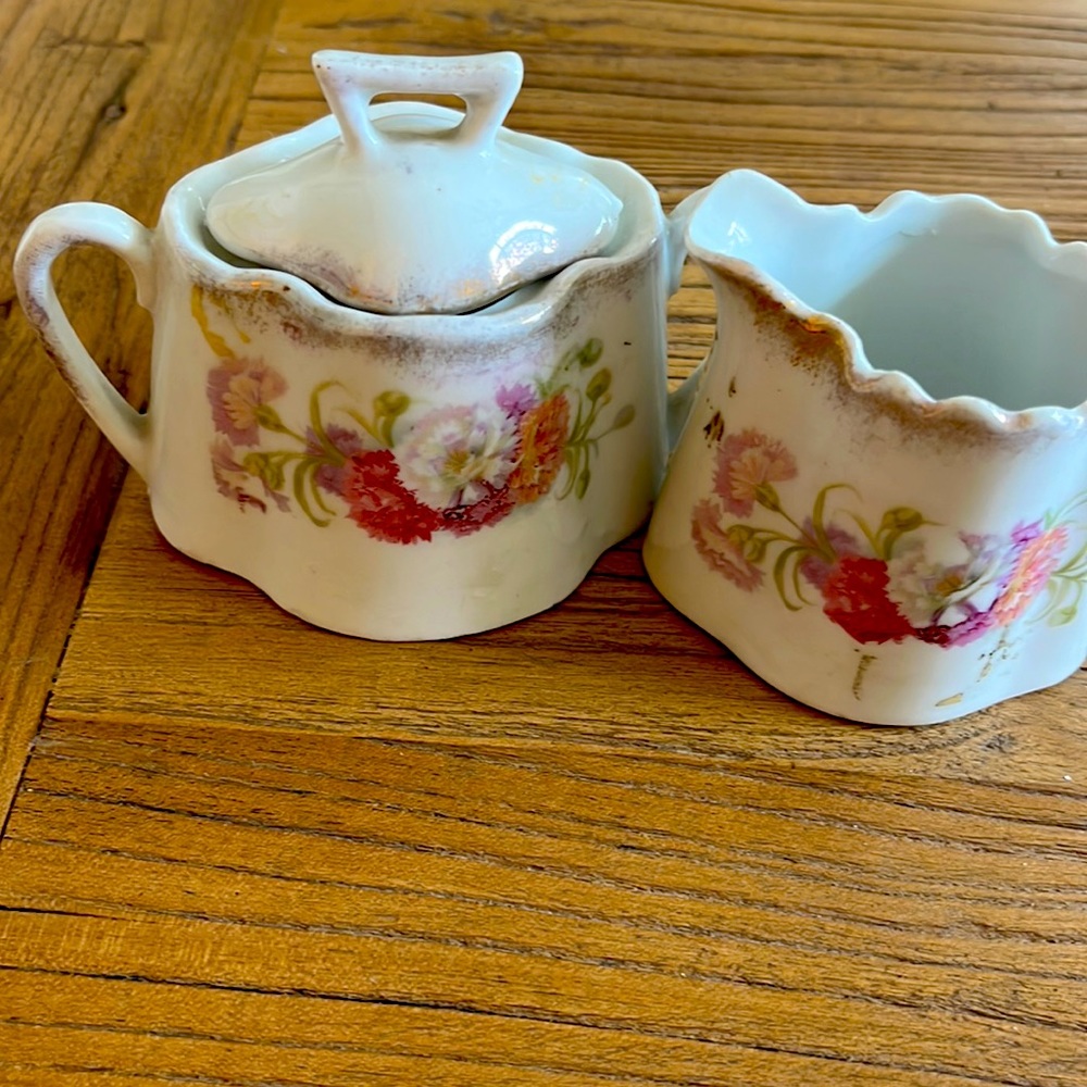 Antique Bavaria Creamer and Sugar Bowl